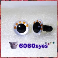 1 Pair Gold and Pearl White Dazzled Hand Painted Safety Eyes Plastic eyes